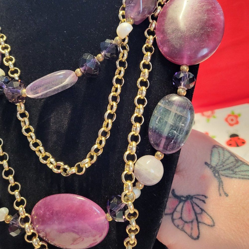 Amethyst Beaded Multi-Strand Statement Necklace - image 6